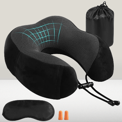 Oreiller ergonomique cervical - MemoryFoamNeckPillow™ - Noir - Divin Massage