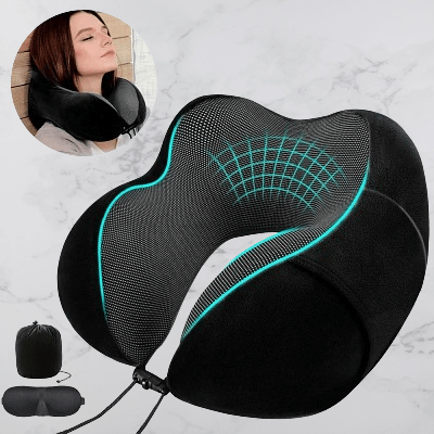Oreiller ergonomique cervical - MemoryFoamNeckPillow™ - Noir - Divin Massage